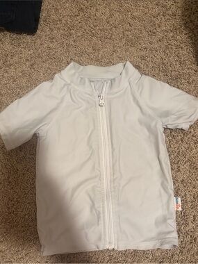 Children's White Zip Front Swim Shirt - Brand: SwimZip